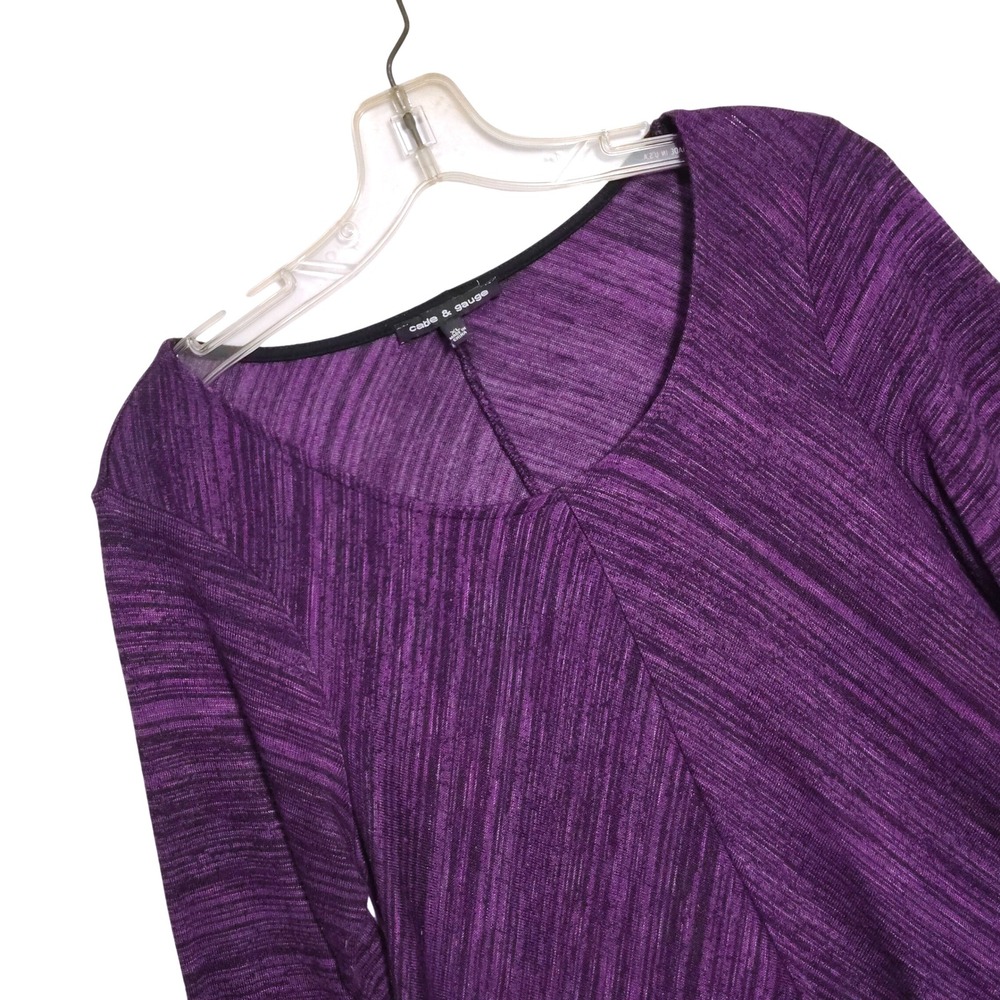 Cable & Gauge XL Purple Tunic Top 3/4 Sleeve Asymmetrical Hem Blouse Casual - Picture 2 of 11